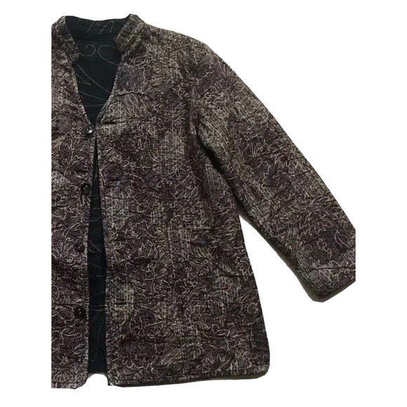 Handmade Reversible Quilted Block Print Jacket Women’s Medium Large M L Black - Picture 5 of 16